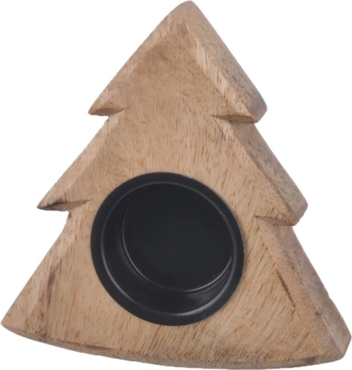Bougeoir en bois de manguier en forme de sapin