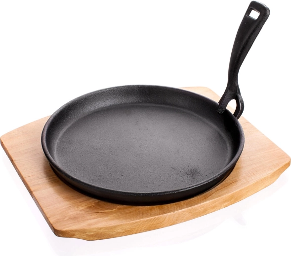 Poêle en fonte 22 cm avec planche en bois GRADA