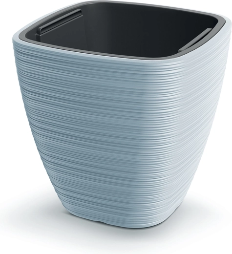 Pot de fleurs Vena Square 38,8 × 38 cm gris clair avec insert