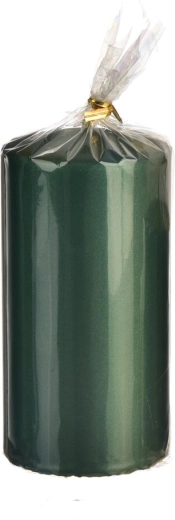 Bougie décorative cylindrique vert métallisé mat 14 cm