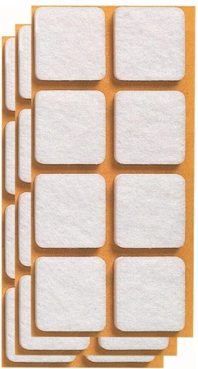 Patins en feutre autocollants pour meubles 20 × 20 mm, blanc (24 pcs)