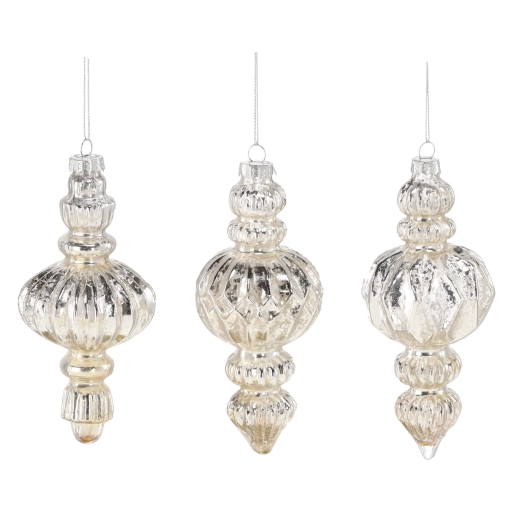 Décoration de Noël en verre couleur champagne, motifs variés