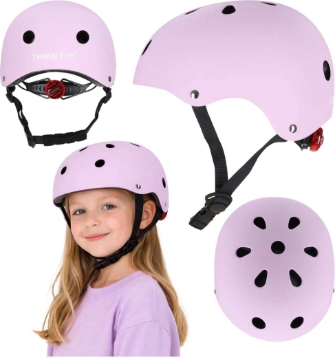 Casque vélo enfant avec LED TRIKE FIX, taille M (55–58 cm), violet