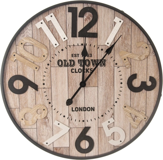Horloge murale Old Town 60 cm en bois et métal