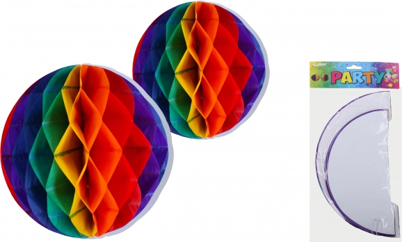 Boules en papier colorées à suspendre 30 et 25 cm