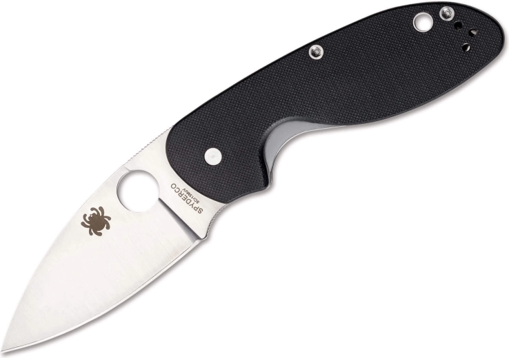 Spyderco Efficient Plain couteau de poche pliant 7,6 cm, noir, G10