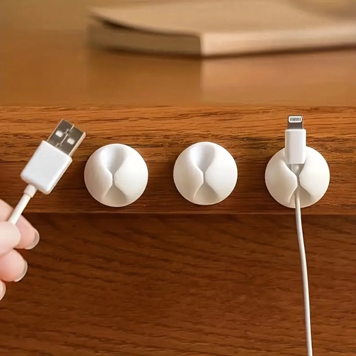 Lot de 10 clips autocollants pour câbles – blanc