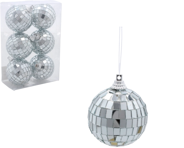 Set de 6 boules de Noël miroir argentées 5 cm