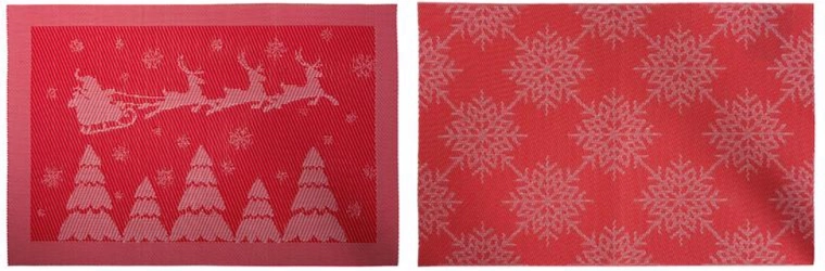 Set de table de Noël en polyester 30 × 45 cm, rouge