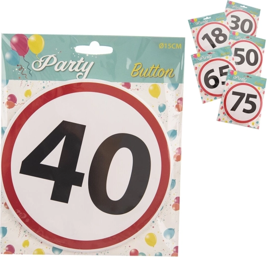 Badge d’anniversaire avec chiffre en UH, diamètre 15 cm (mix de 6 variantes)