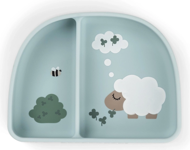 Done by Deer bol ventouse avec compartiments Stick&Stay Tiny farm bleu
