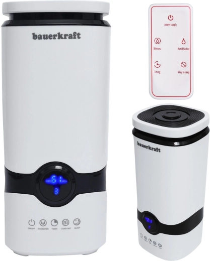 Bauerkraft humidificateur d’air à ultrasons avec filtre anticalcaire, minuterie et télécommande