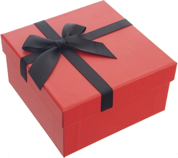 Boîte cadeau en papier rouge 15,5 × 15,5 × 8 cm