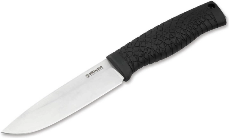 Böker Manufaktur Solingen Bronco couteau outdoor, noir, TPE, étui en cuir