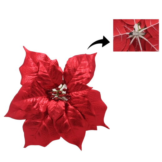 Étoile de Noël artificielle 25 cm avec pince – rouge, lot de 12 pièces