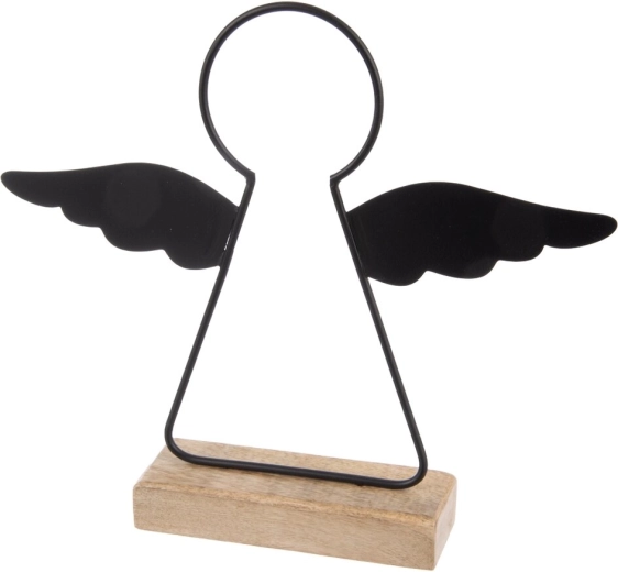 Décoration Ange en bois et métal en finition noire