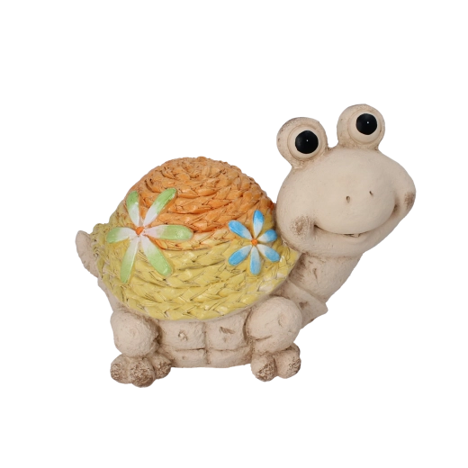 Figurine décorative de tortue de jardin avec carapace tricotée