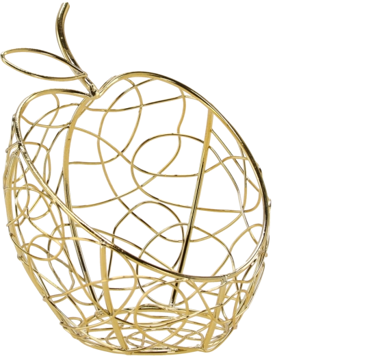 Panier métallique doré en forme de pomme