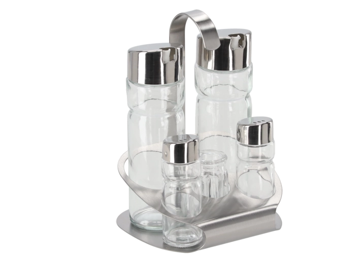 Ensemble d’épices 5 pièces en verre et acier inoxydable