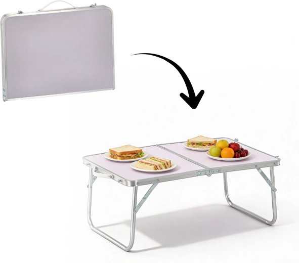 Table de camping pliante blanche 60 × 40 × 26,5 cm