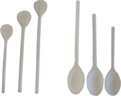 Set de cuillères en bois rondes, 3 pièces, 25–35 cm