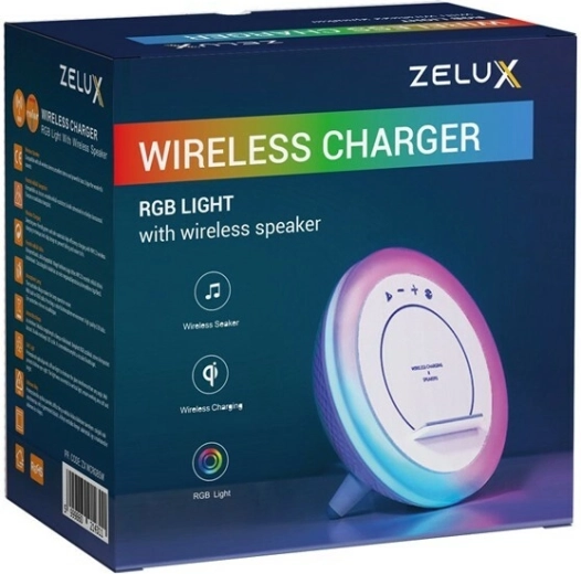 Zelux chargeur sans fil, haut-parleur et éclairage RVB 3-en-1