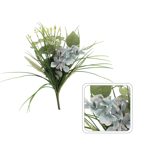 Bouquet artificiel avec fleurs bleues 45 cm