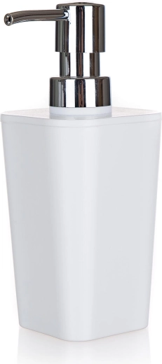 Distributeur de savon en plastique blanc 7,3 × 7,3 × 17 cm