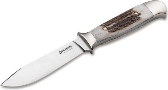 Couteau de chasse Böker Försternicker Stag avec manche en bois de cerf, lame 11 cm