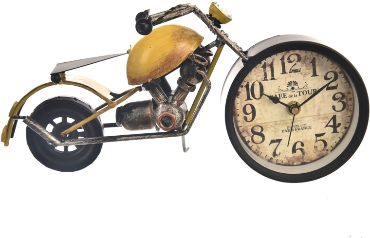 Horloge de table en métal en forme de moto