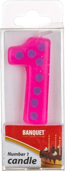 Bougie d'anniversaire n° 1 rose