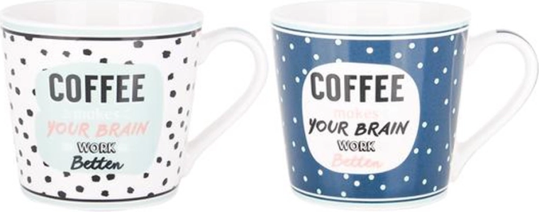 Mug en céramique pour café 380 ml, motifs assortis