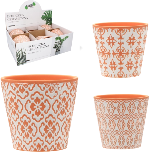 Cache-pot en céramique 13 × 13 × 12 cm, motifs assortis