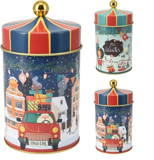 Boîte métallique de Noël pour biscuits 10 × 18 cm