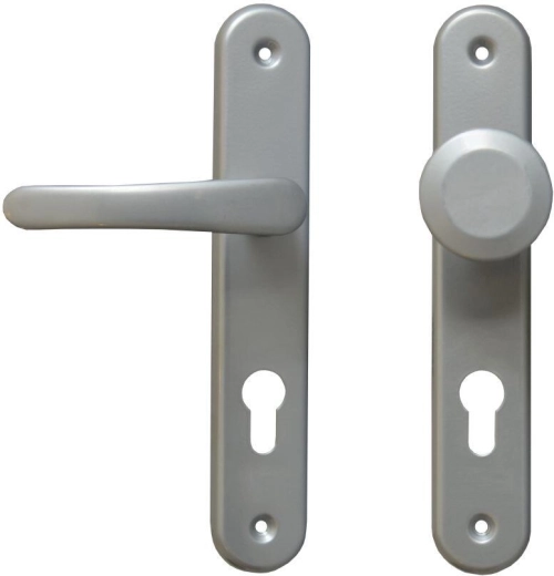 Ferrures de porte MICHAELA avec poignée et boule fixe, entraxe 72, argenté
