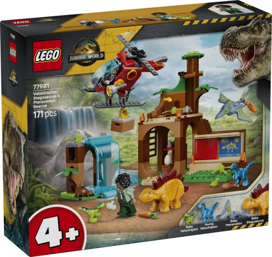 LEGO Jurassic World centre de secours avec vélociraptors, stégosaure et ptéranodon
