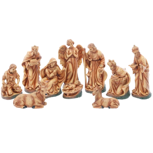 Ensemble de figurines de crèche de Noël en polyrésine, 10 pcs, hauteur jusqu’à 24 cm