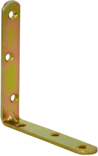 Équerre avec nervure 100×18×3 mm, zinguée jaune, lot de 10 pcs