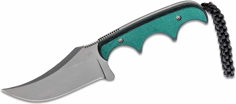 CRKT Minimalist Persian – petit couteau de cou 7 cm, vert, Micarta, étui en polypropylène