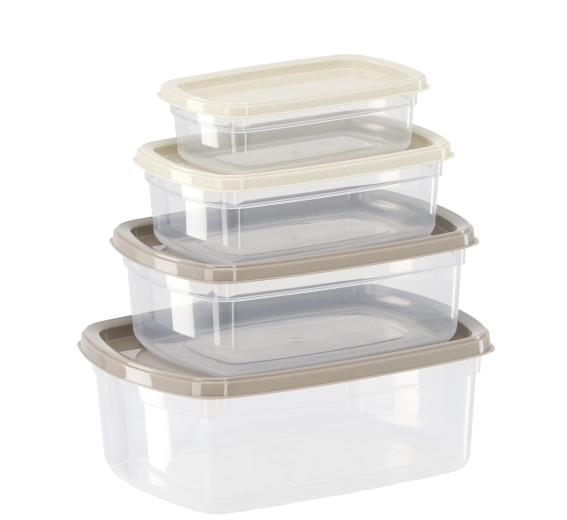 Ensemble de boîtes alimentaires en plastique, 4 pièces – 0,25 l, 0,5 l, 0,75 l, 1,2 l