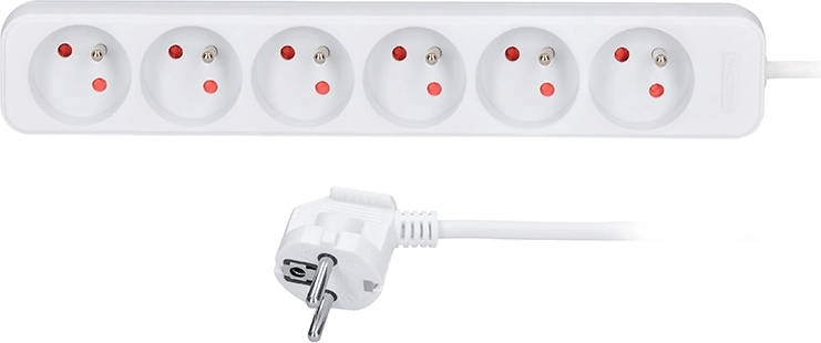 Rallonge électrique Solight à 6 prises, 2 m, blanche