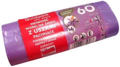 Sacs poubelle avec poignées 60 l, 60 × 72 cm, parfum lavande