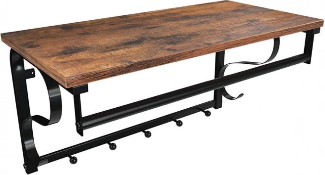 Étagère murale loft avec crochets et tringle