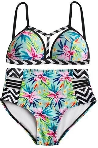 maillot de bain deux pièces femme taille haute, push‑up – taille S