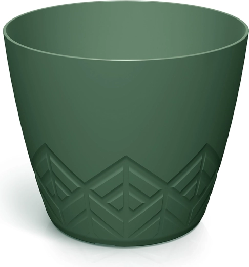 Cache-pot Areco 29,5 cm – cache-pot en plastique vert foncé avec motif géométrique