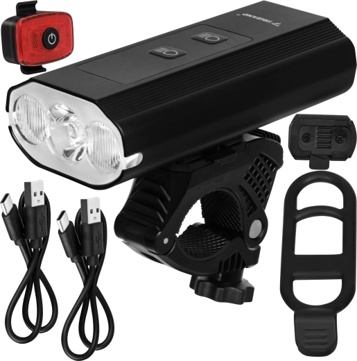 Trizand kit d’éclairages vélo LED 1300 lm (avant + arrière), USB‑C, 5200 mAh, IP65