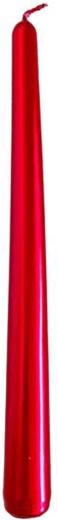 Bougie conique Provence rouge métallique 24,5 cm