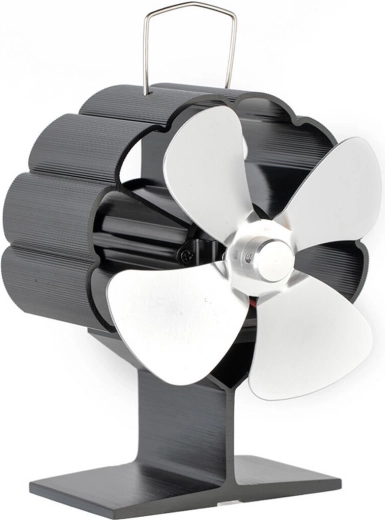 Ventilateur de poêle ALFA, thermoélectrique, 4 pales, argenté