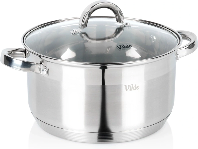 Casserole en acier inoxydable avec couvercle en verre Inoxcellent 24 cm, 5,8 l