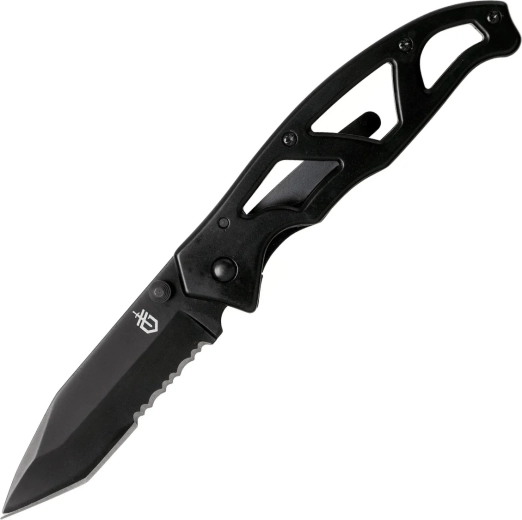 Couteau de poche Gerber Paraframe I tanto noir à lame partiellement dentelée